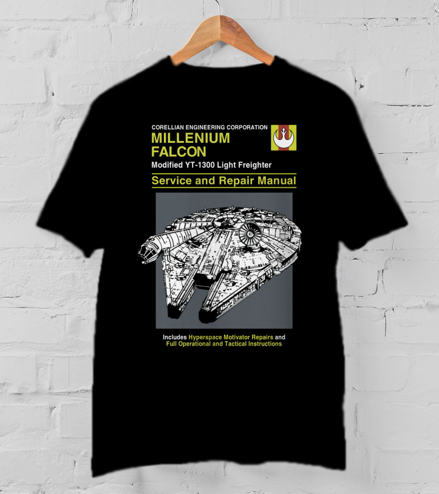 Corellian Engineering Corporation Millennium Falcon Modified YT-1300 Light Freighter Service And Repair Manual Star Wars T-Shirt