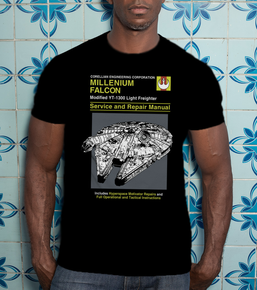 Corellian Engineering Corporation Millennium Falcon Modified YT-1300 Light Freighter Service And Repair Manual Star Wars T-Shirt