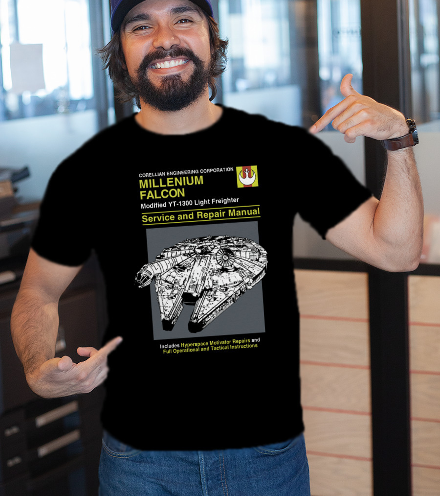 Corellian Engineering Corporation Millennium Falcon Modified YT-1300 Light Freighter Service And Repair Manual Star Wars T-Shirt