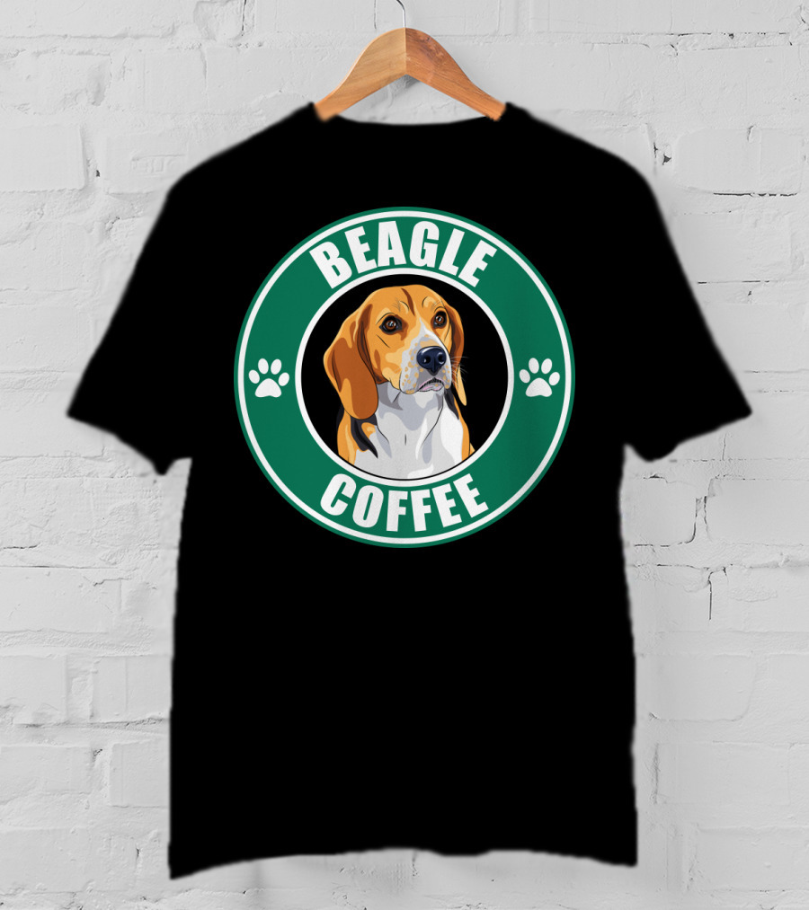 Beagle Coffee Paws Green Circle Beagle T-Shirt