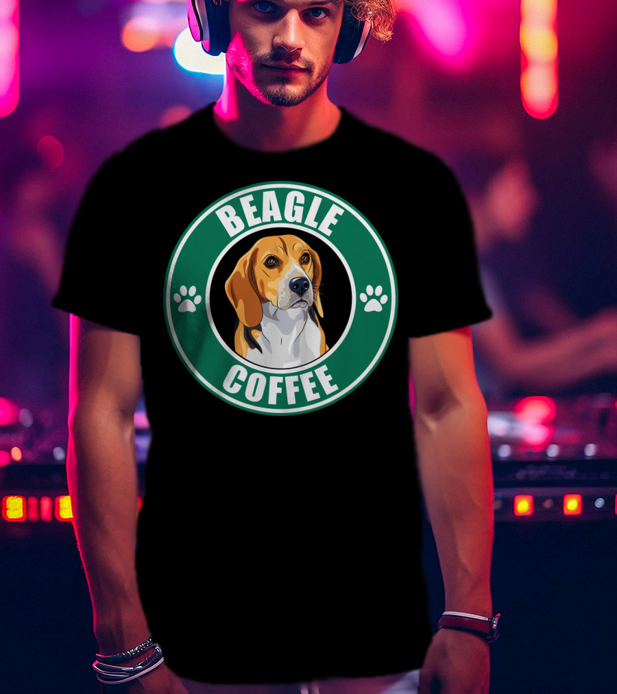 Beagle Coffee Paws Green Circle Beagle T-Shirt