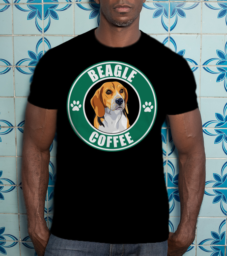 Beagle Coffee Paws Green Circle Beagle T-Shirt