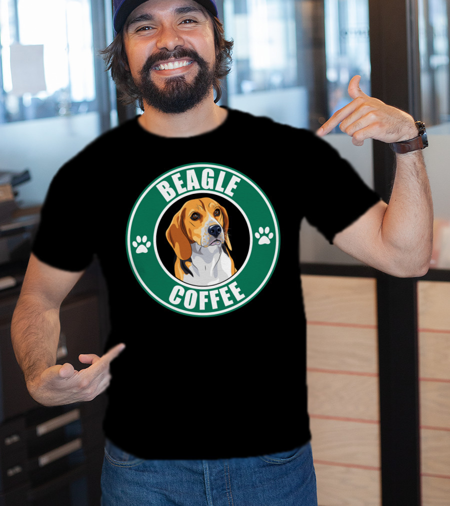 Beagle Coffee Paws Green Circle Beagle T-Shirt