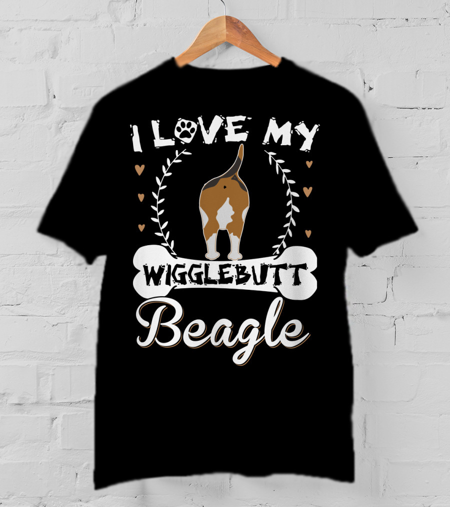 I Love My Wigglebutt Beagle Heart Paw Bone T-Shirt