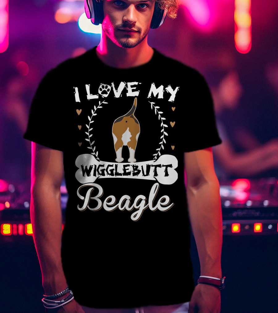 I Love My Wigglebutt Beagle Heart Paw Bone T-Shirt