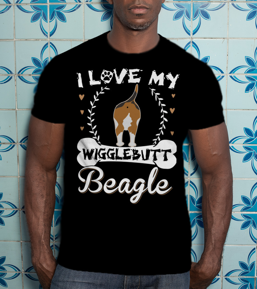 I Love My Wigglebutt Beagle Heart Paw Bone T-Shirt
