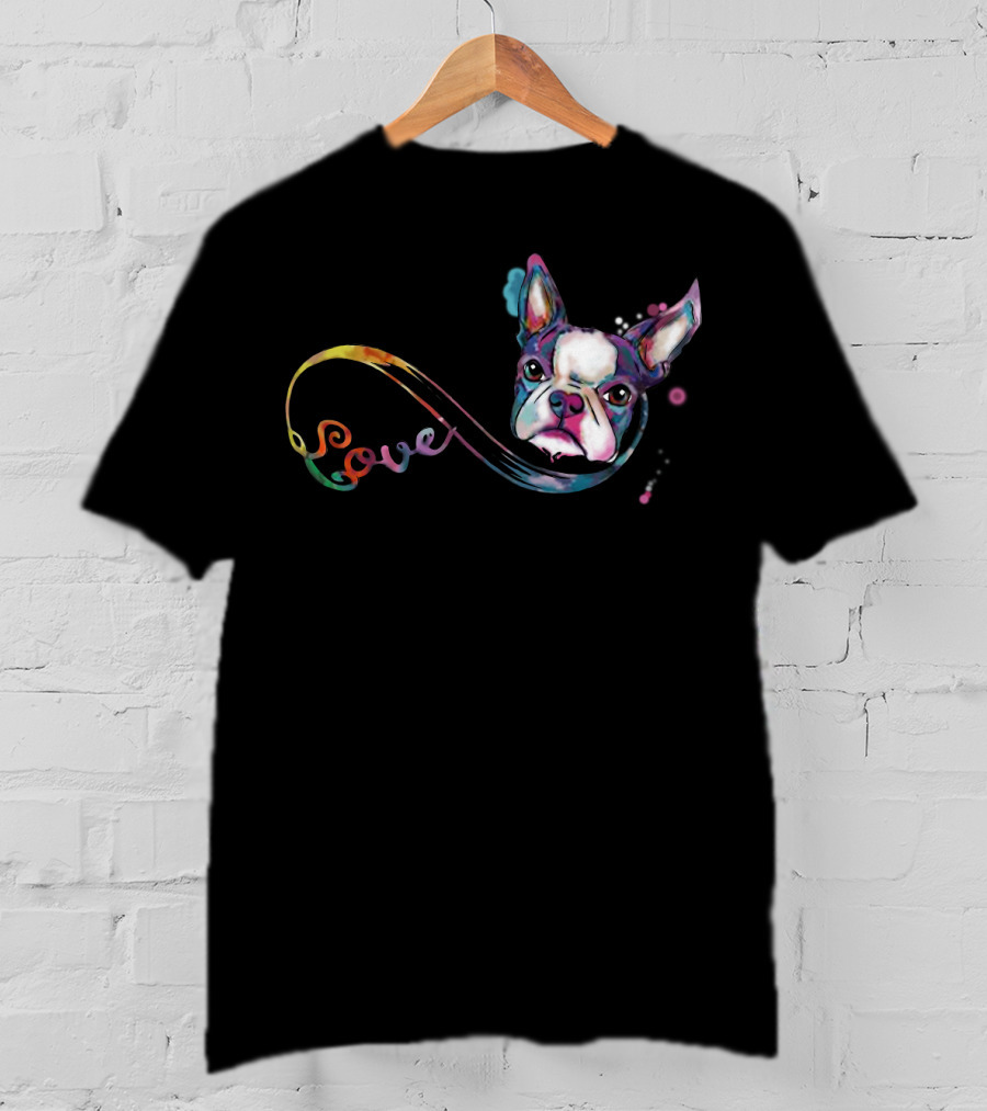 Love Boston Terrier Rainbow T-Shirt