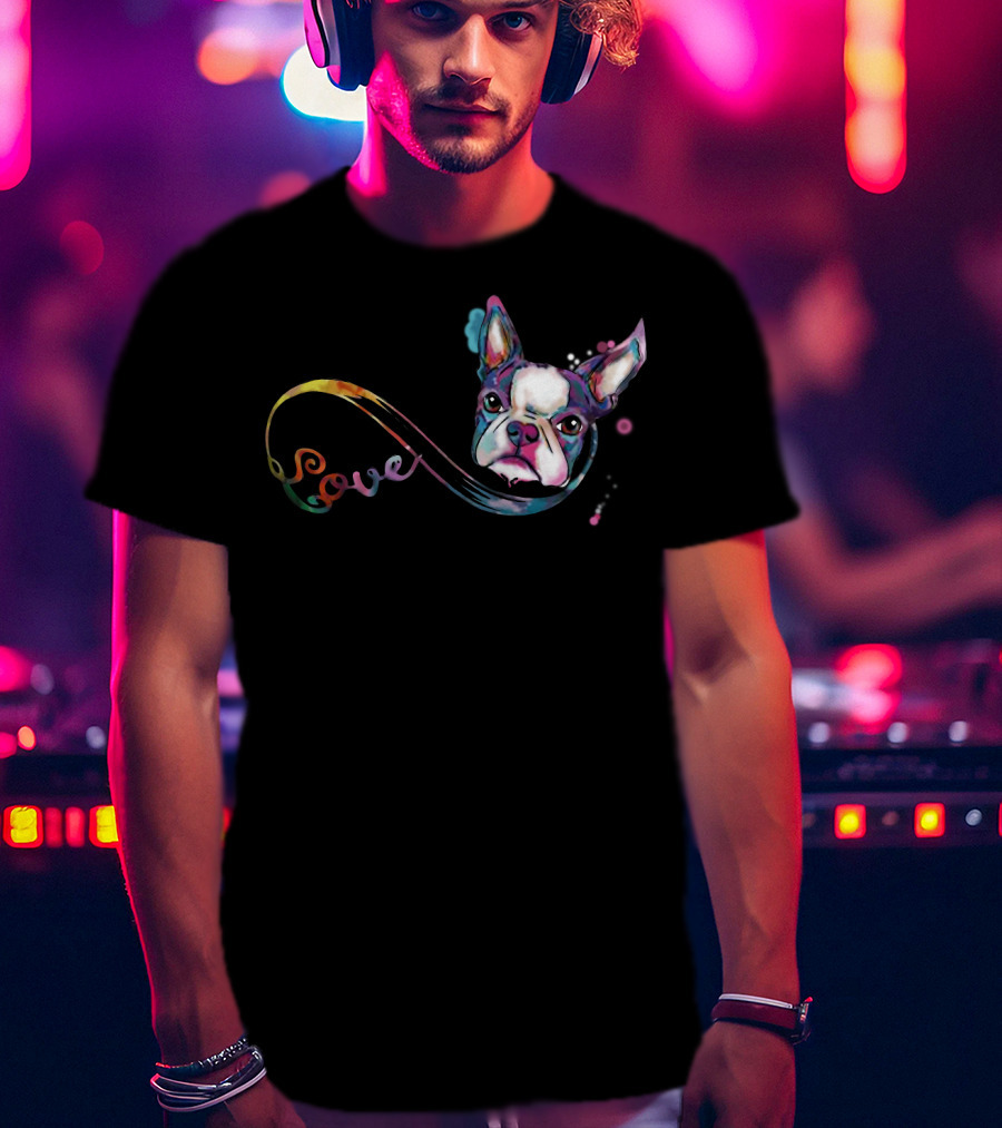 Love Boston Terrier Rainbow T-Shirt