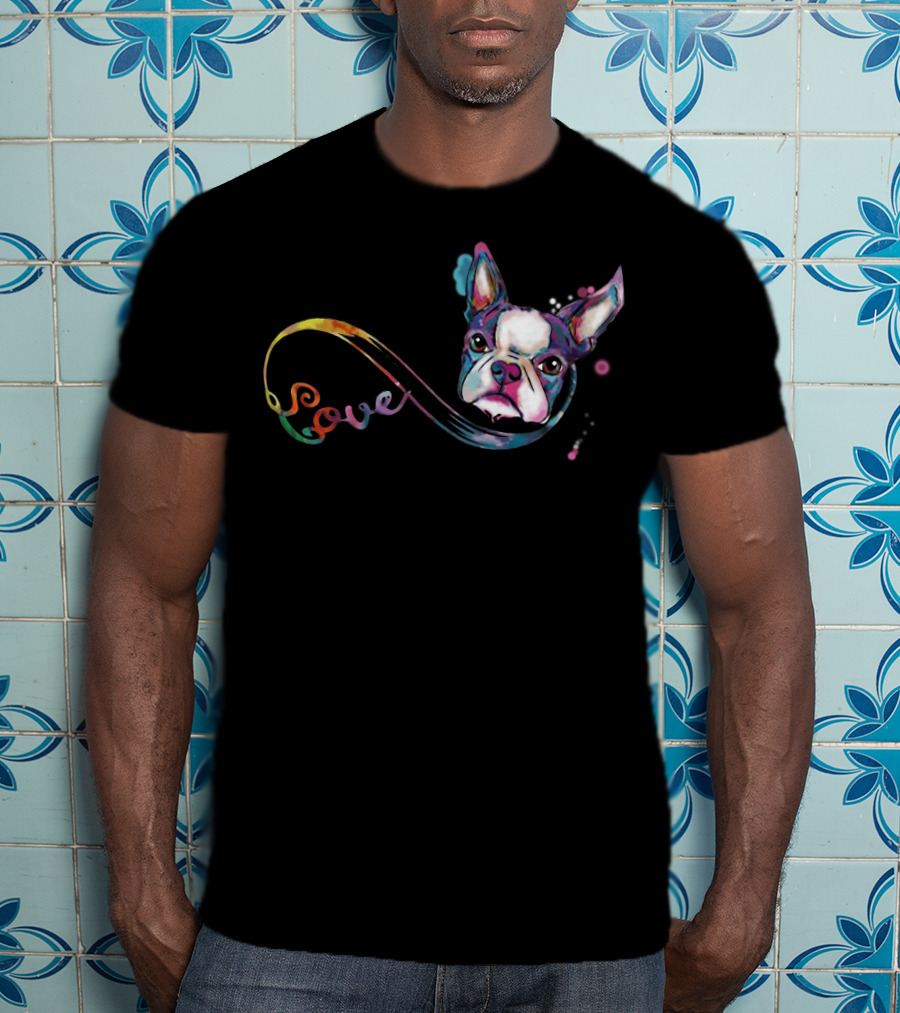 Love Boston Terrier Rainbow T-Shirt