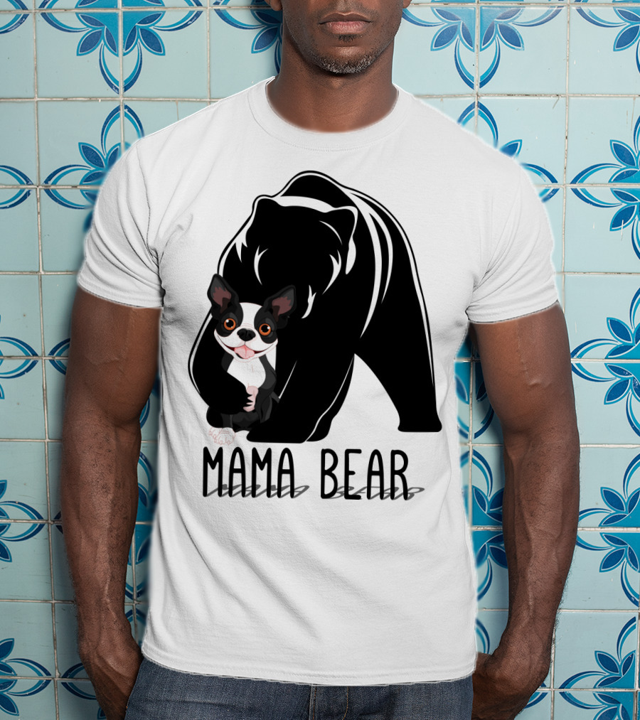 Mama Bear With Cute Dog Companion T-Shirt