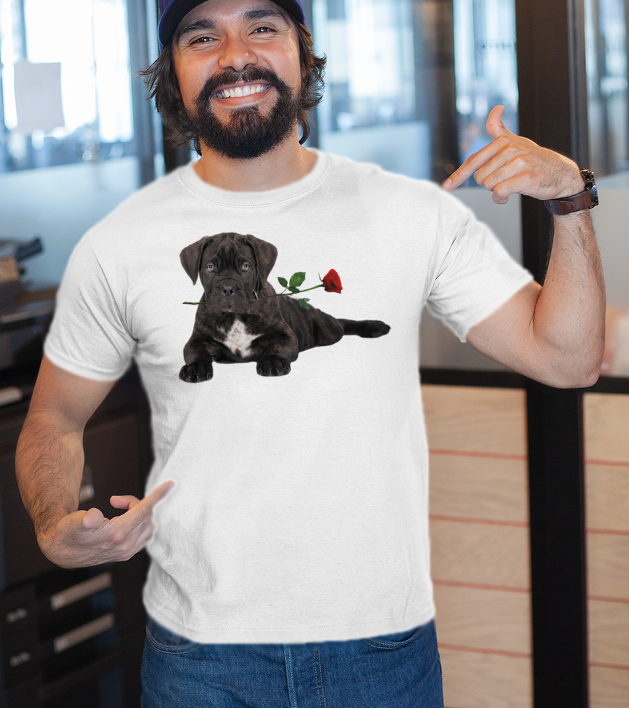Cane Corso Puppy With A Red Rose In Mouth T-Shirt