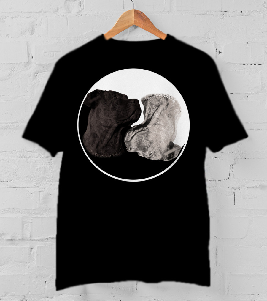 Cane Corso Yin Yang Circle With Black And White Dog Heads T-Shirt