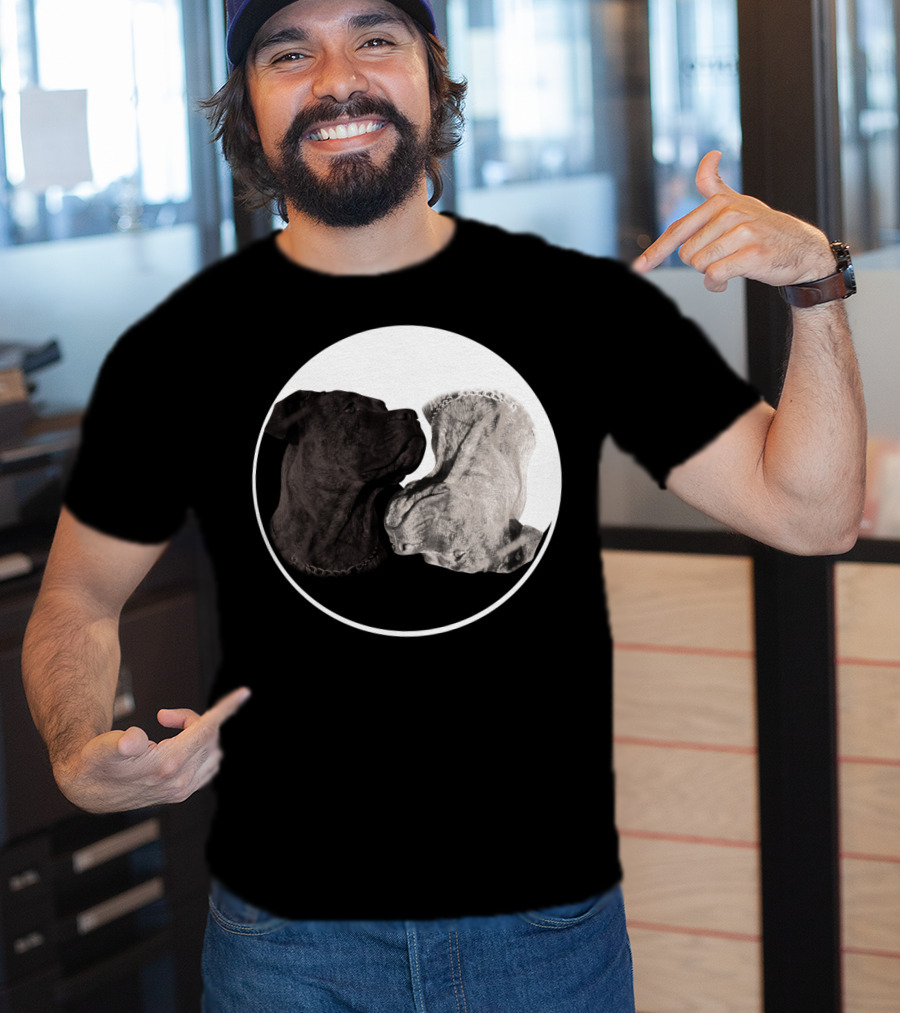 Cane Corso Yin Yang Circle With Black And White Dog Heads T-Shirt