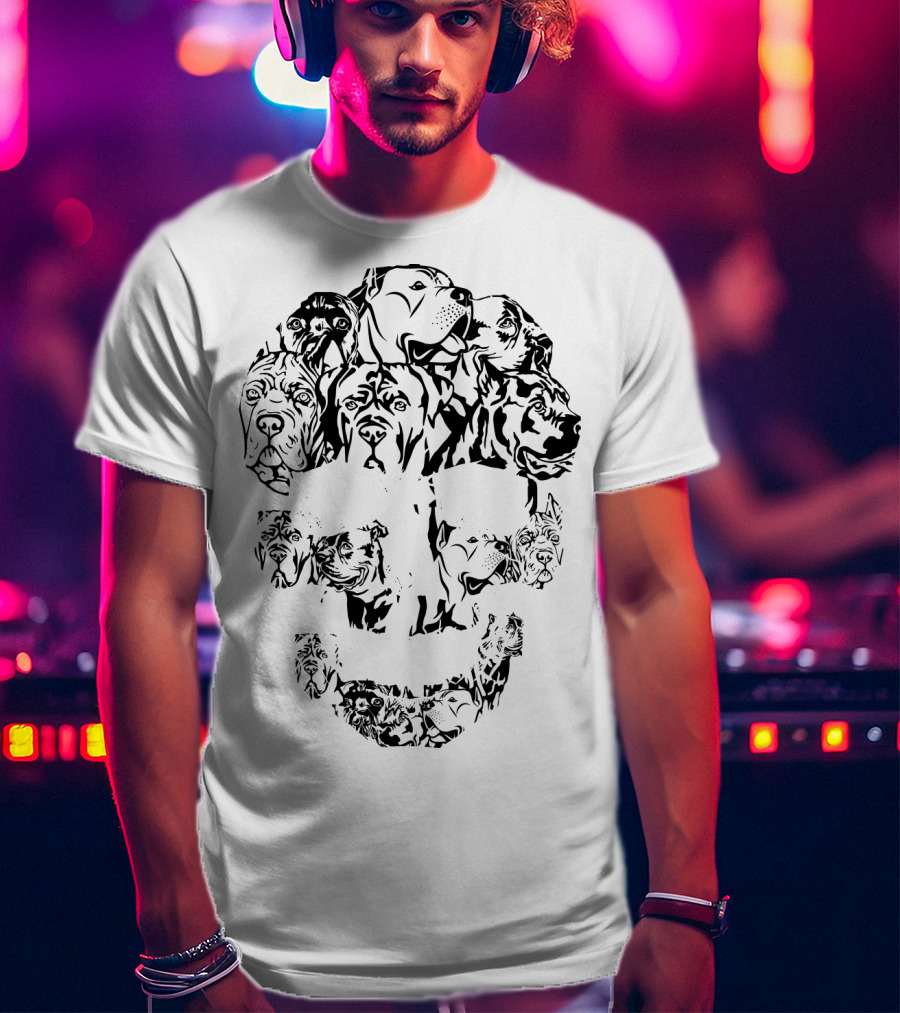 Skull Life Cane Corso Dog Art Collage T-Shirt