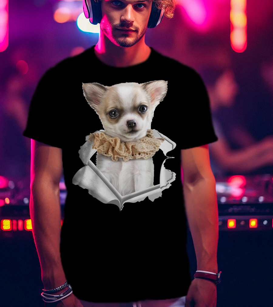 Chihuahua 3D Peek Out Frill Collar T-Shirt