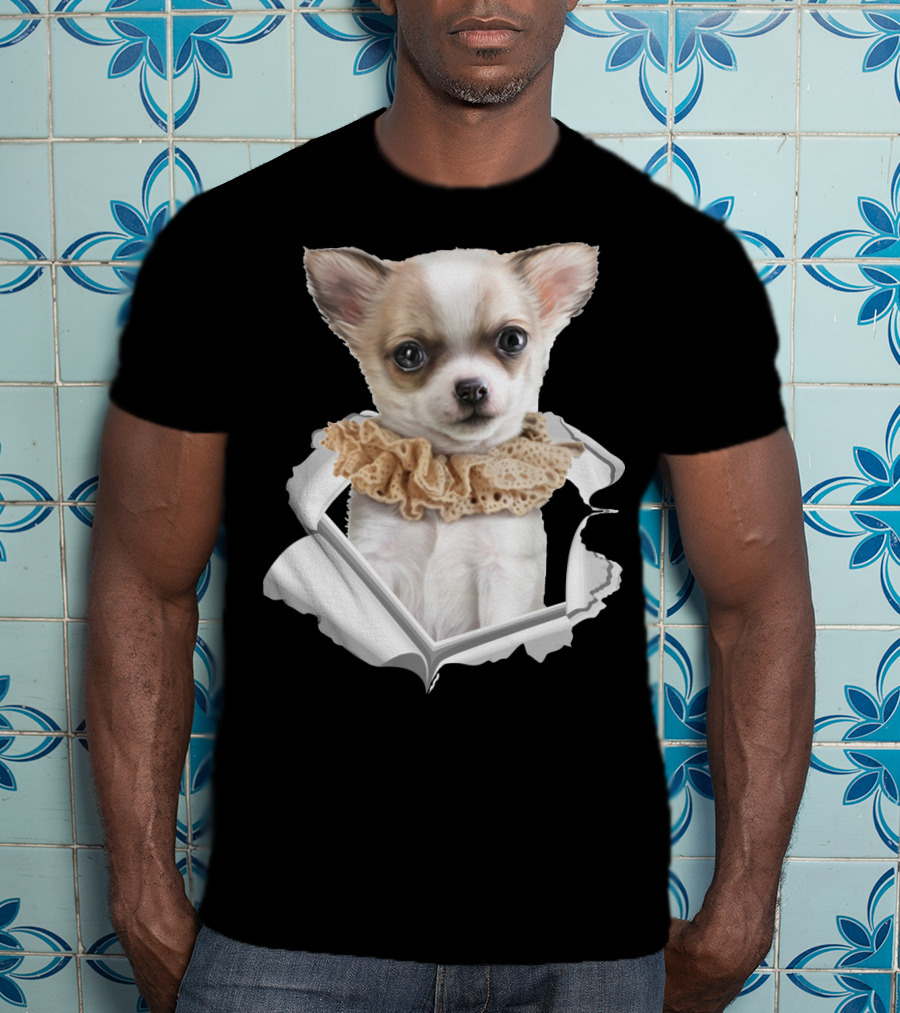 Chihuahua 3D Peek Out Frill Collar T-Shirt
