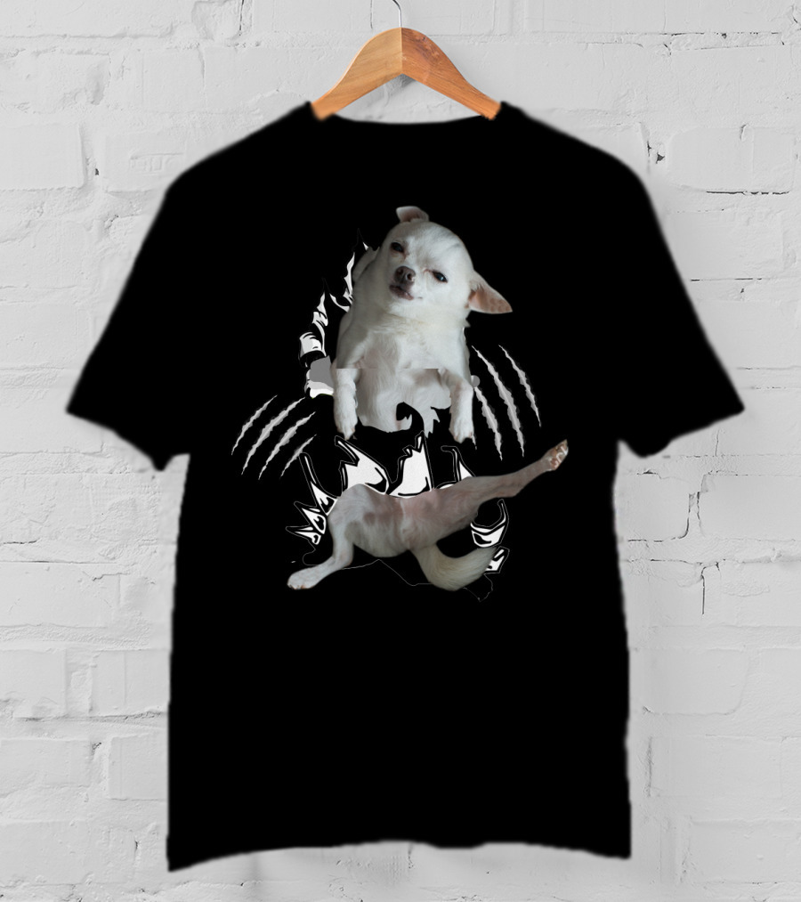 Chihuahua 3D Dog Breaking Through Claw Marks T-Shirt