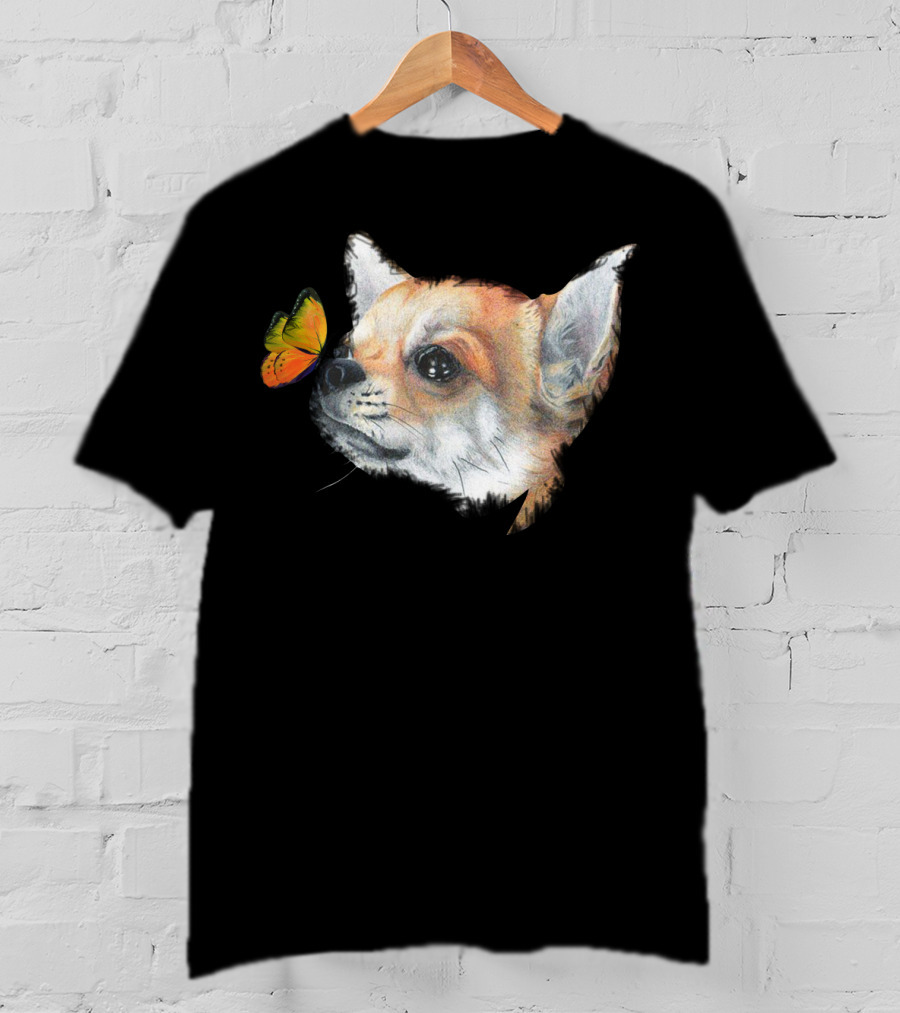 Chihuahua And Butterfly Encounter T-Shirt