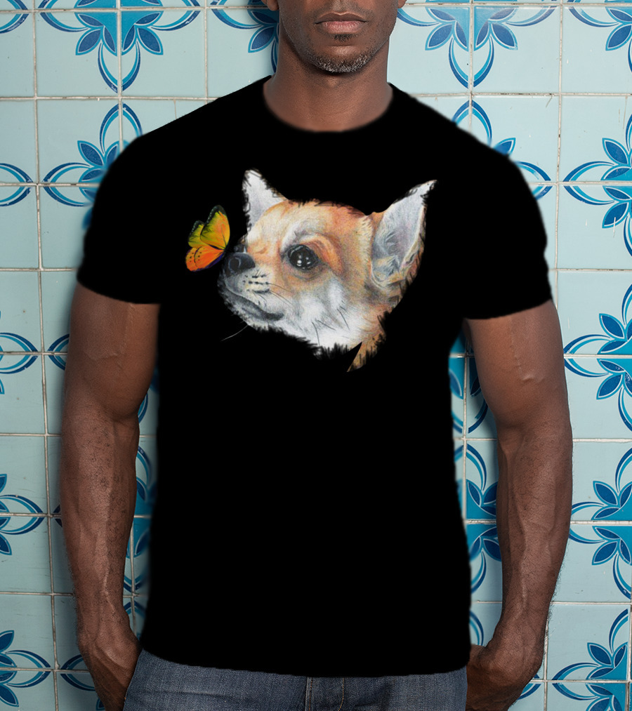 Chihuahua And Butterfly Encounter T-Shirt