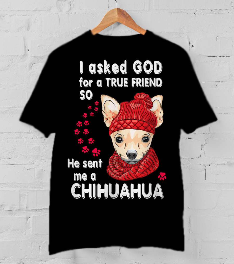 I Asked God For A True Friend So He Sent Me A Chihuahua T-Shirt