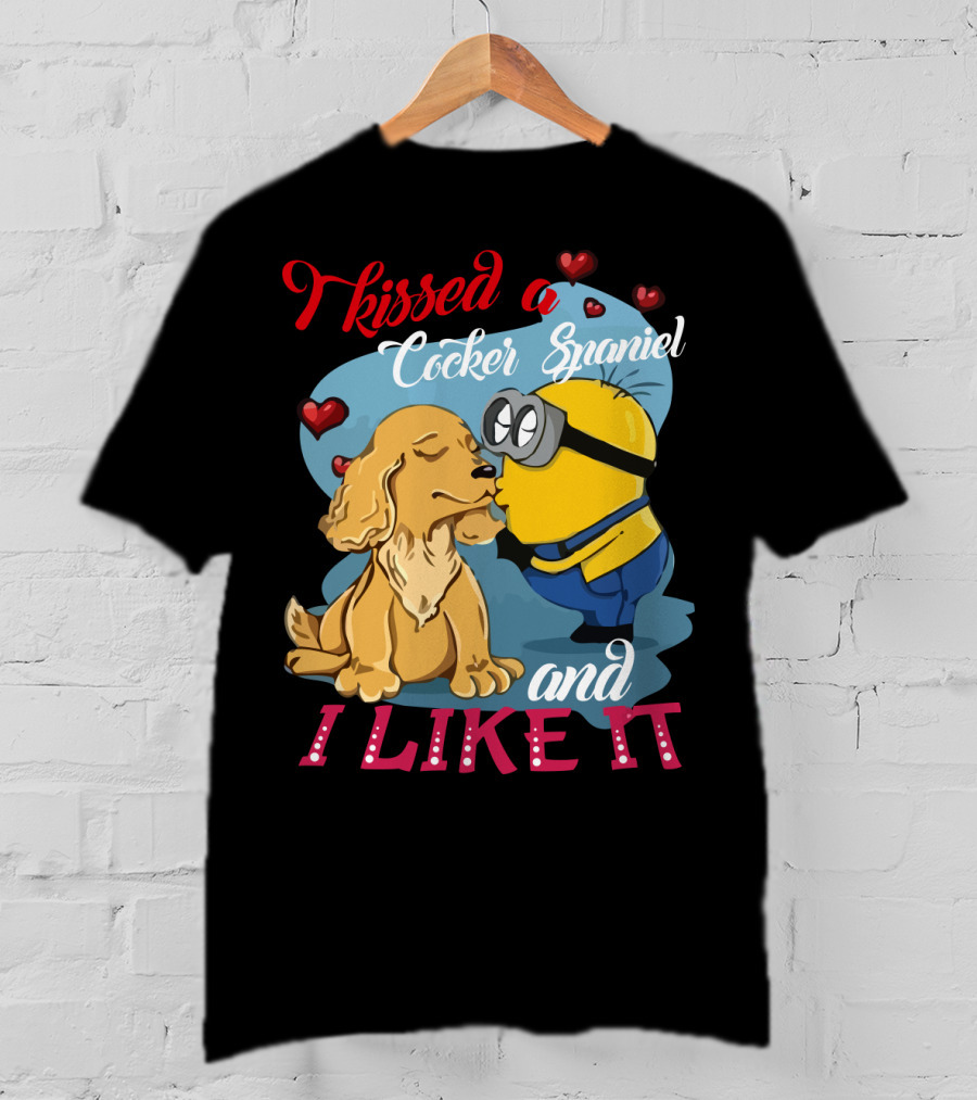 Kissed A Cocker Spaniel And I Like It Cute Minion With Hearts T-Shirt