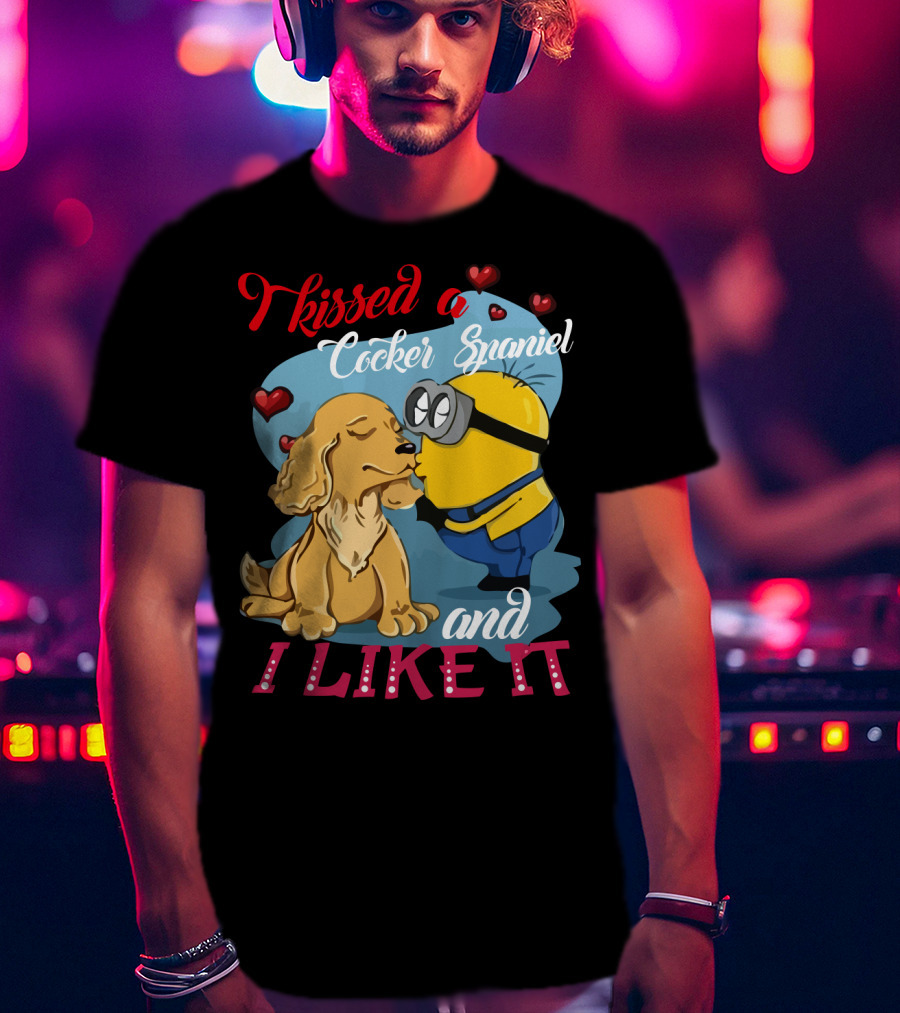 Kissed A Cocker Spaniel And I Like It Cute Minion With Hearts T-Shirt