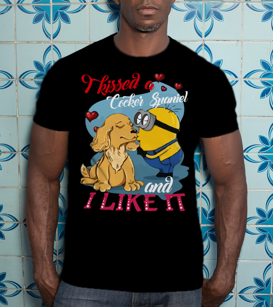 Kissed A Cocker Spaniel And I Like It Cute Minion With Hearts T-Shirt