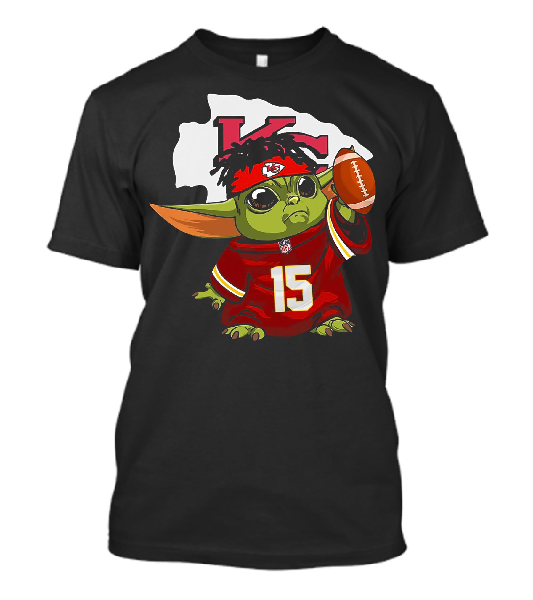 Baby Yoda Kansas City Chiefs Football Player Jersey 15 T-Shirt