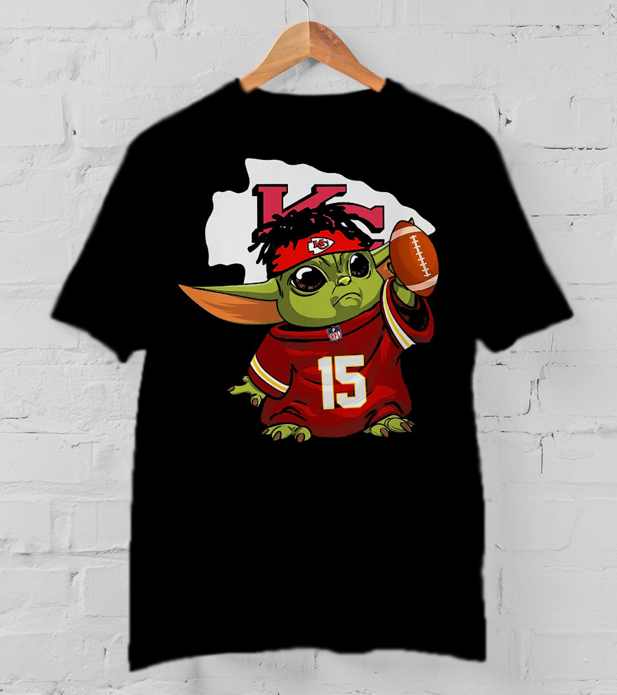 Baby Yoda Kansas City Chiefs Football Player Jersey 15 T-Shirt