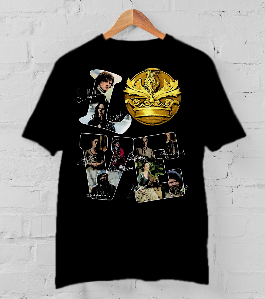 Love Outlander Crown Signature Cast Autographs T-Shirt