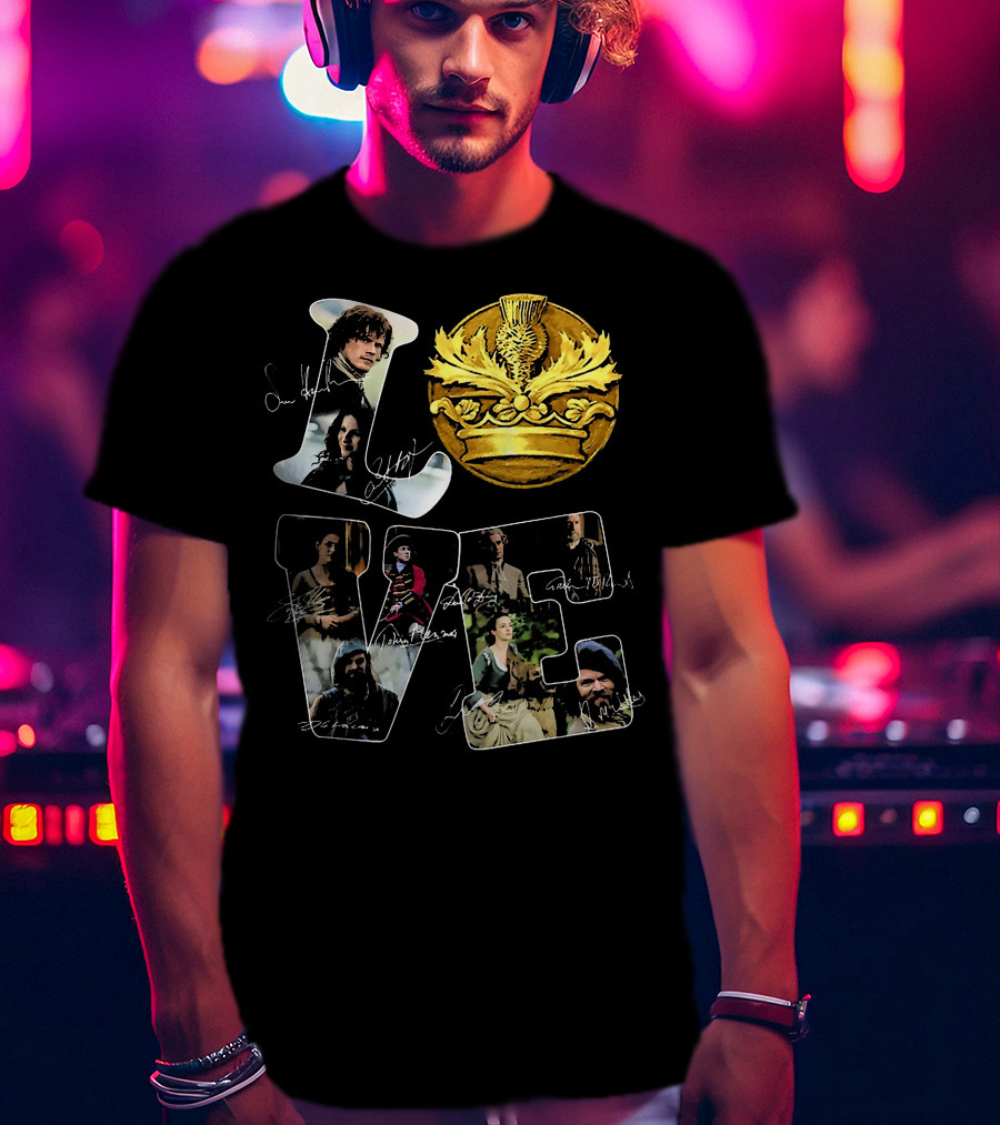 Love Outlander Crown Signature Cast Autographs T-Shirt
