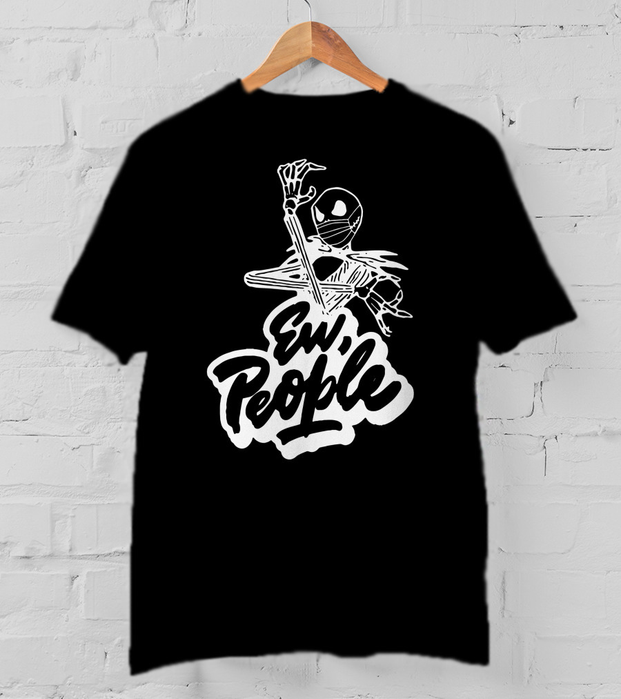 Skellington Face Mask Ew People Skeleton Halloween T-Shirt