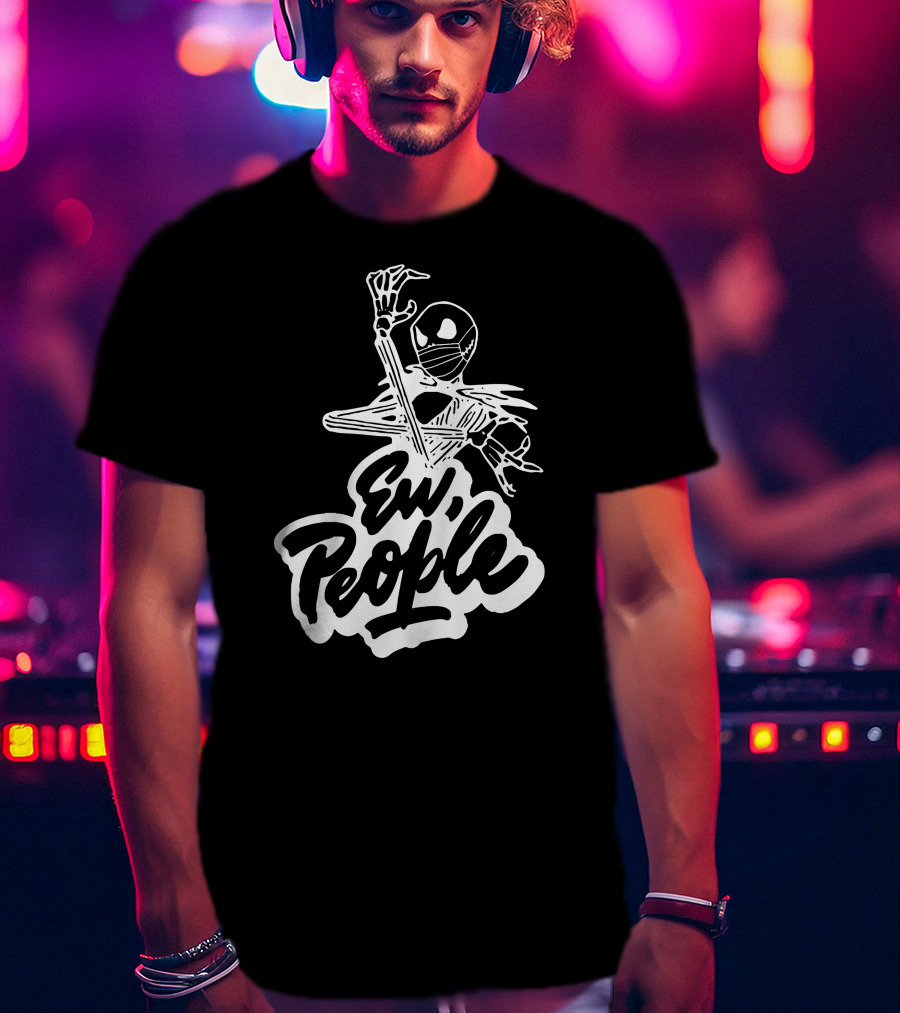 Skellington Face Mask Ew People Skeleton Halloween T-Shirt