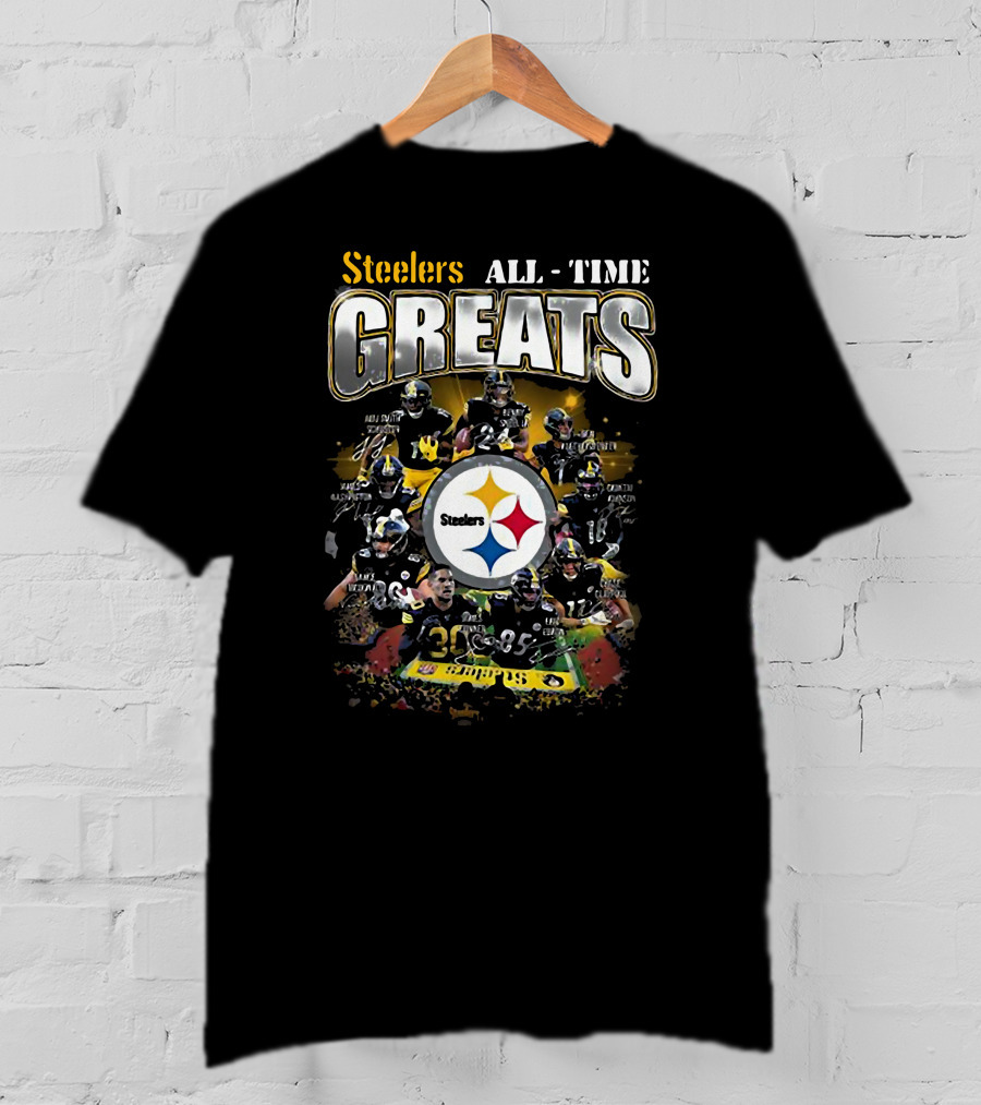 Steelers All Time Greats Legends Team Photo Collage T-Shirt