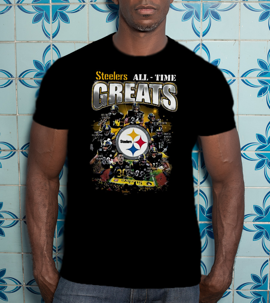 Steelers All Time Greats Legends Team Photo Collage T-Shirt