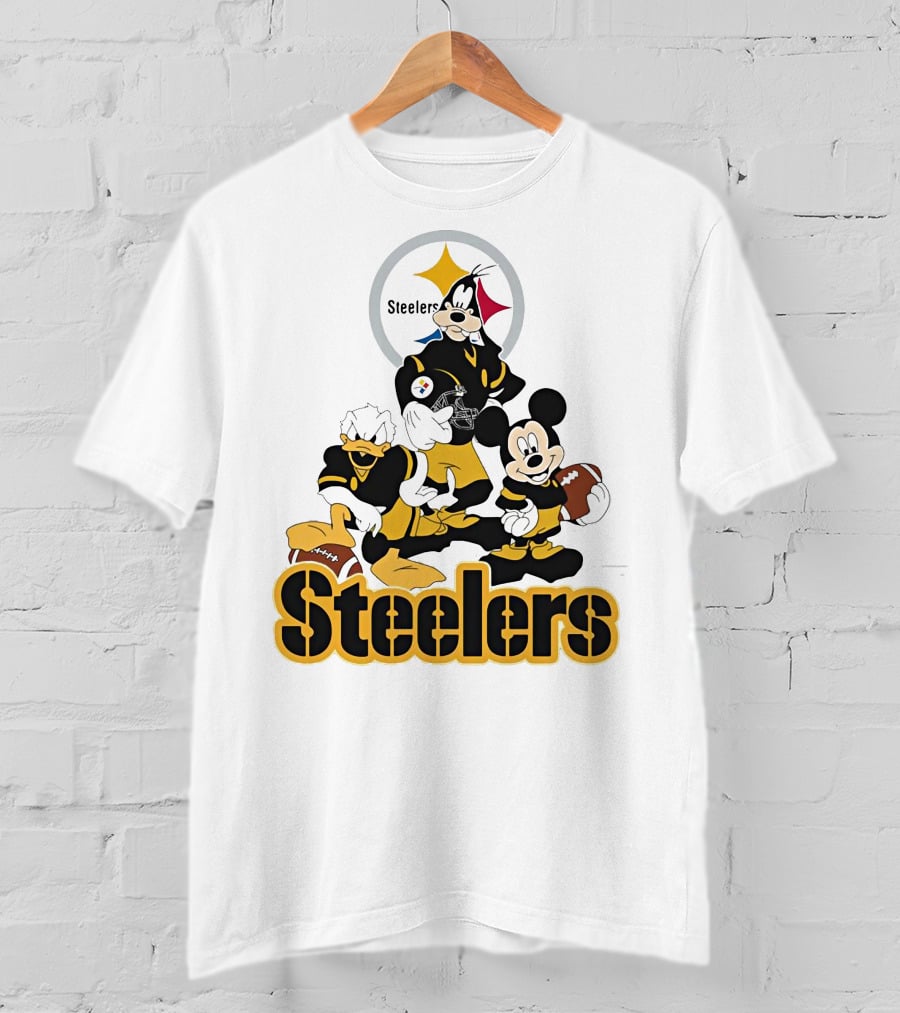 Mickey Donald Goofy Pittsburgh Steelers Football Characters T-Shirt