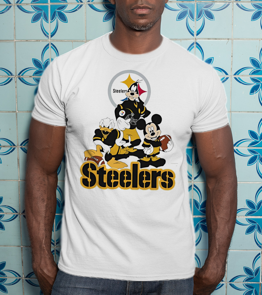 Mickey Donald Goofy Pittsburgh Steelers Football Characters T-Shirt
