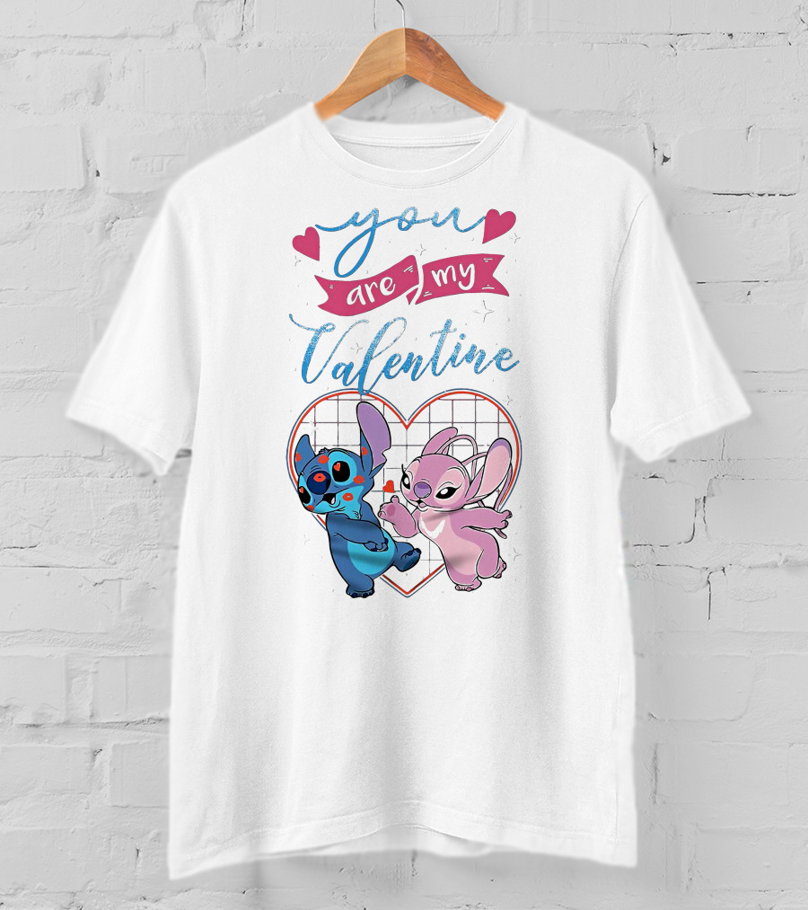 Stitch And Angel You Are My Valentine Heart T-Shirt