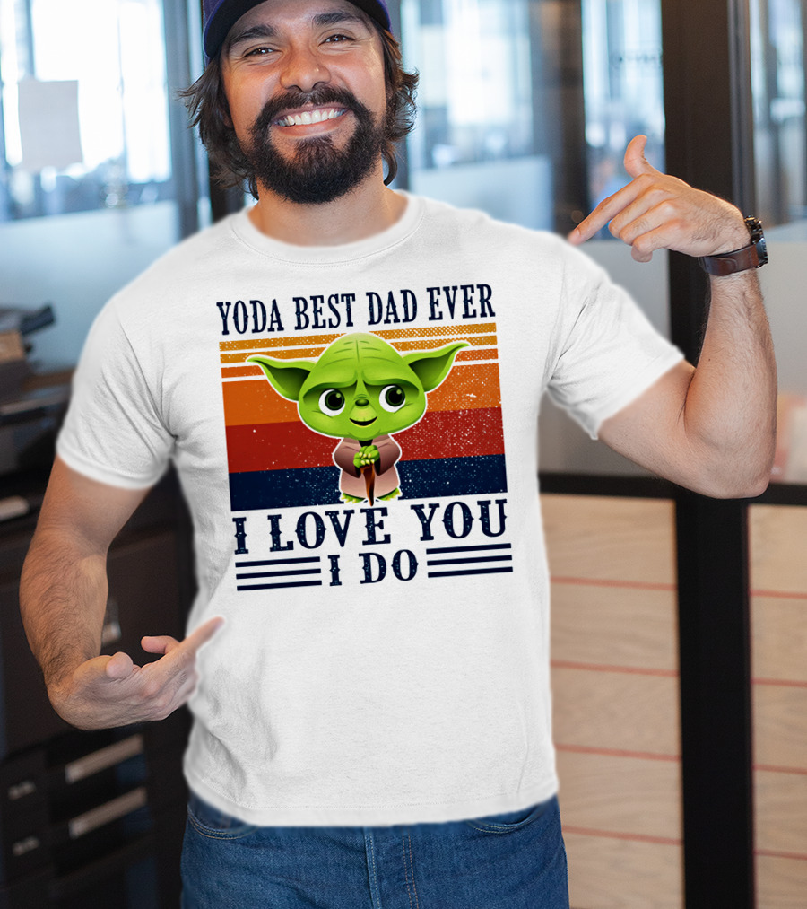 Yoda Best Dad Ever I Love You I Do Retro Stripes T-Shirt
