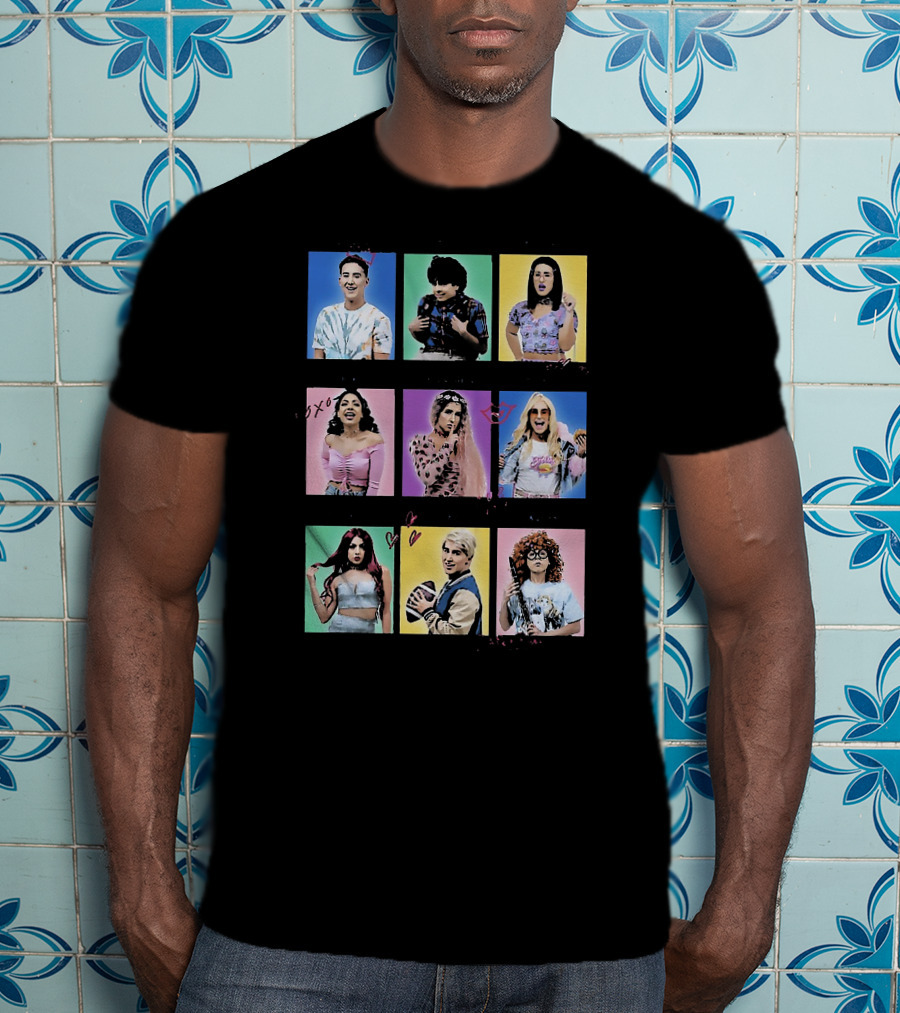 Bvh Varsity Colorful Iconic Characters Collage T-Shirt