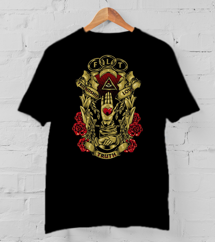 FLT Friendship Love Truth Eye Heart Hand Roses T-Shirt
