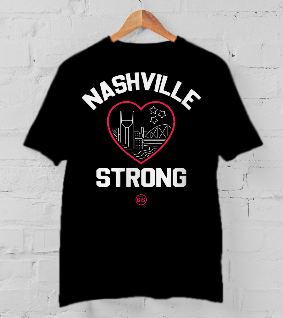 Nashville Strong Heart Cityscape With Stars And 615 T-Shirt