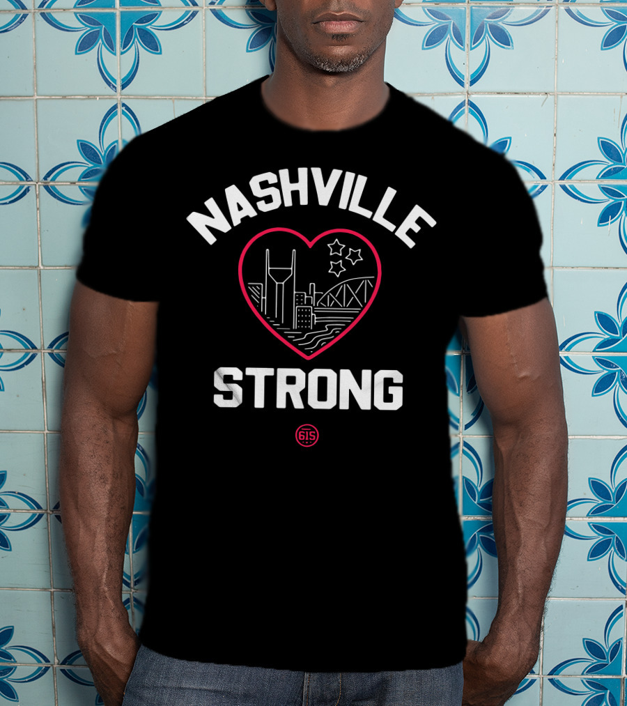 Nashville Strong Heart Cityscape With Stars And 615 T-Shirt
