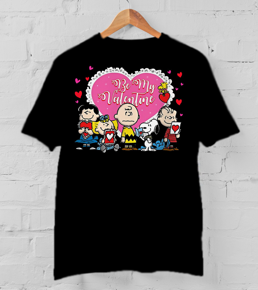 Peanuts Be My Valentine Heart And Characters T-Shirt