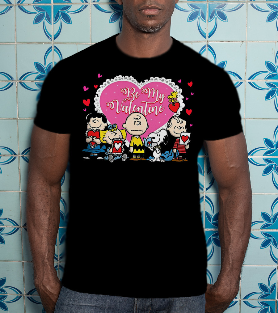 Peanuts Be My Valentine Heart And Characters T-Shirt