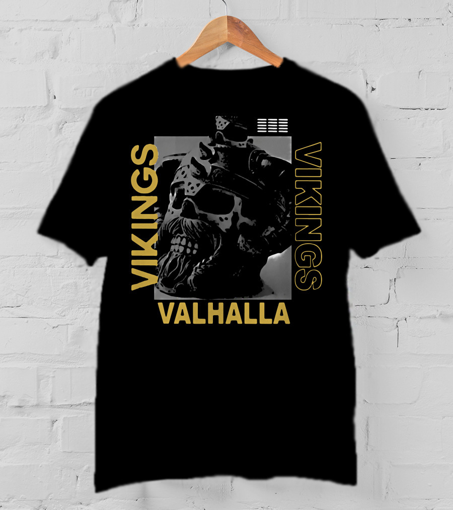 Vikings Skull Valhalla T-Shirt