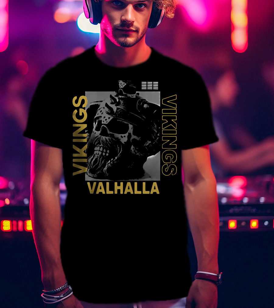 Vikings Skull Valhalla T-Shirt
