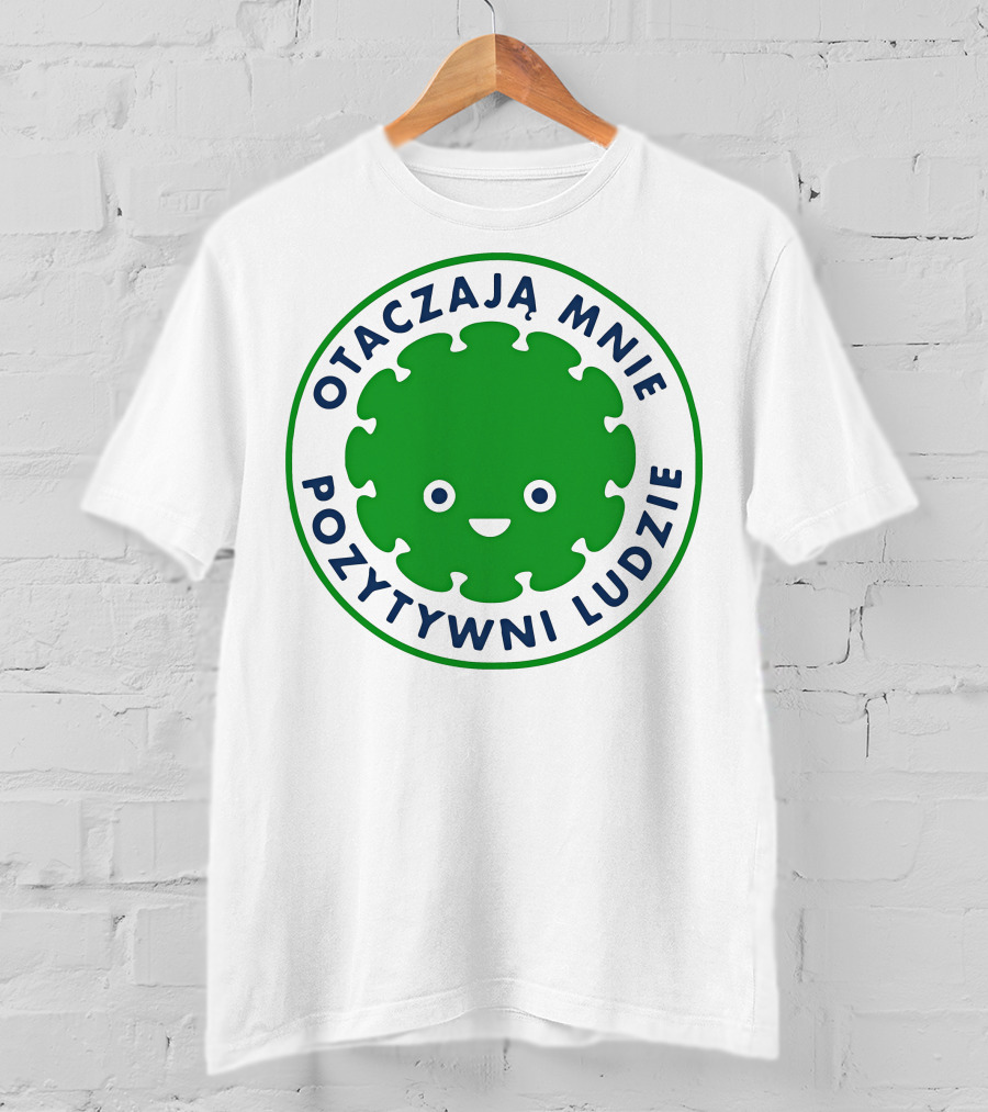 Otaczają Mnie Pozytywni Ludzie Green Smiley Puzzle Face T-Shirt