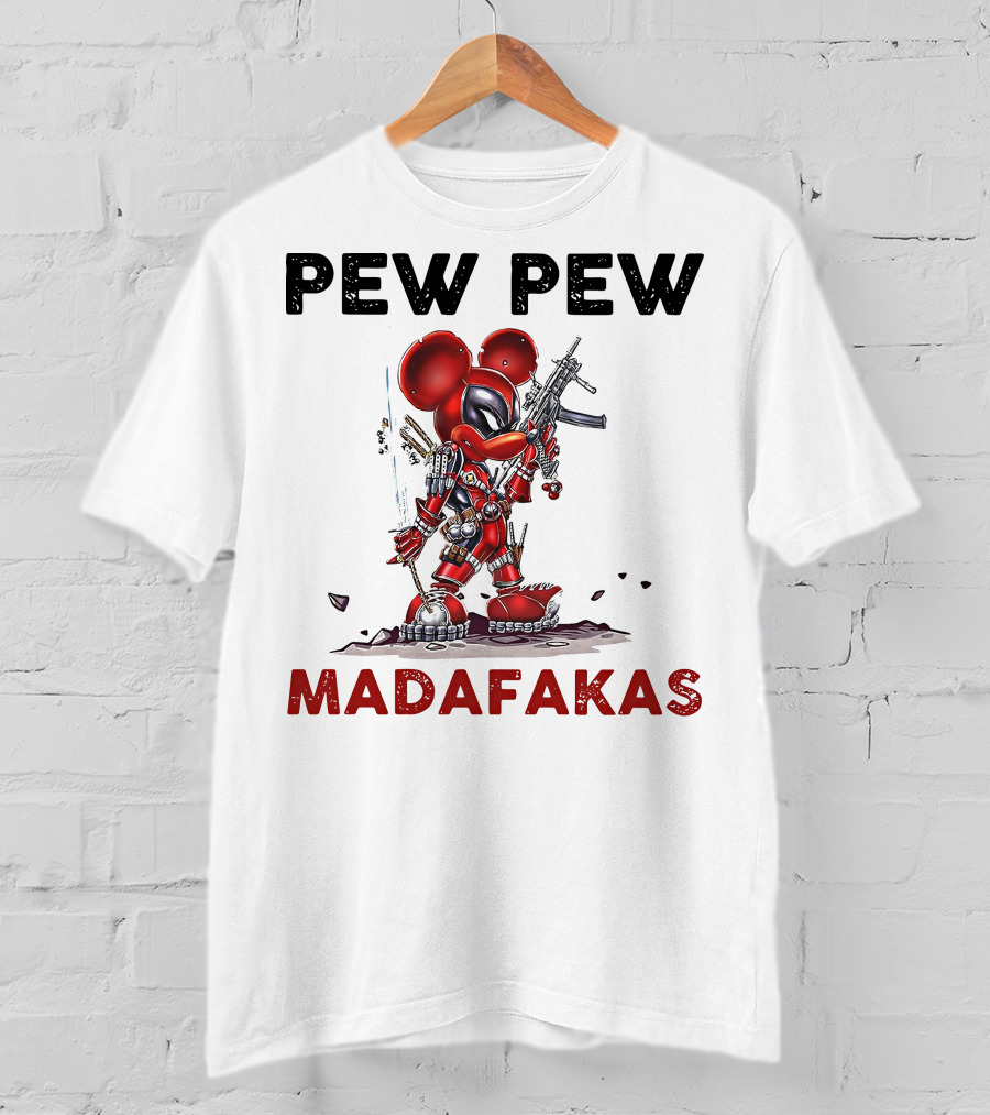 Pew Pew Madafakas Mickey Deadpool Mashup T-Shirt