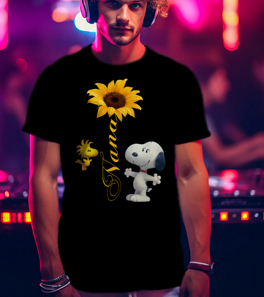 Nana Sunflower With Snoopy And Woodstock Peanuts T-Shirt
